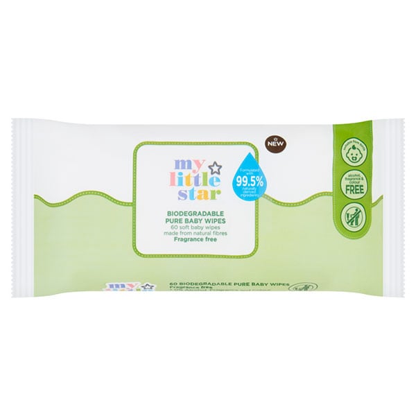 My Little Star Superdrug Biodegradable Pure Baby Wipes 60