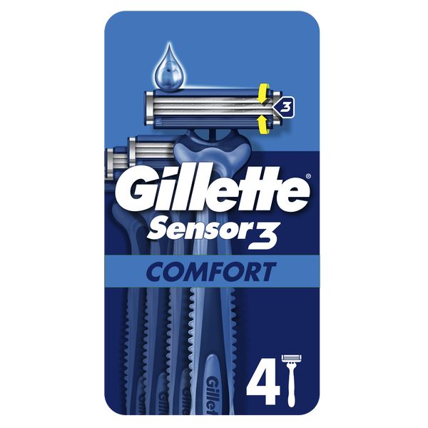 Gillette Men's Sensor 3 Comfort Disposable Razors X 4