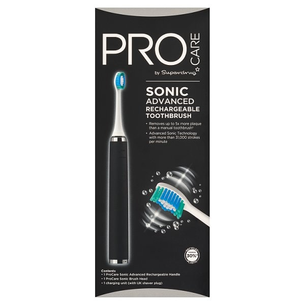 Procare Men's Black Sonic Rechargeable Electric Toothbrush