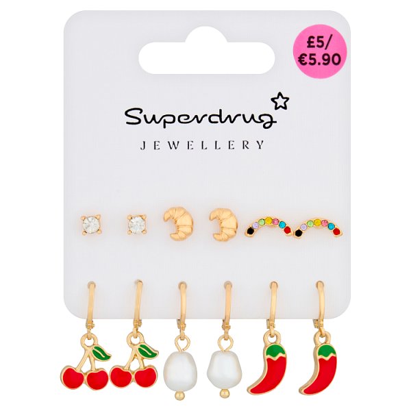 Superdrug Unisex Cherries Multipack Earrings