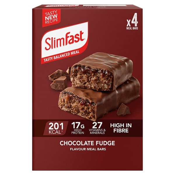 Slimfast Unisex Meal Replacement Bar Chocolate Fudge 4 X 60G