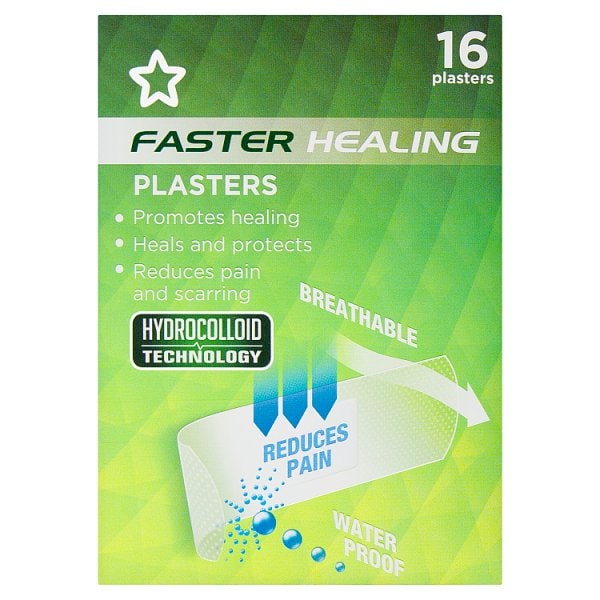 Superdrug Unisex Faster Healing Hydrocolloid Waterproof Plasters 16