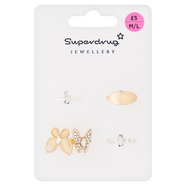 Superdrug Unisex Butterfly Rings 5Pk M/L