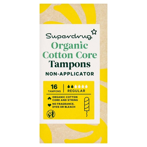 Superdrug Men's Cotton Regular Non Applicator Tampons X 16