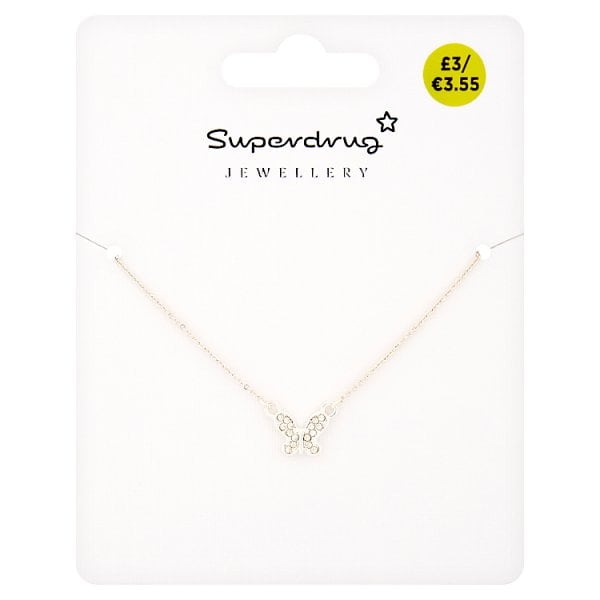 Superdrug Unisex Silver Tone Butterfly Necklace