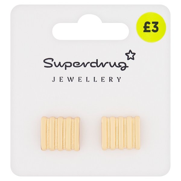 Superdrug Unisex Gold Ribbed Earring Tone