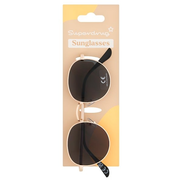 Superdrug Unisex Black Round Metal Sunglasses & Gold