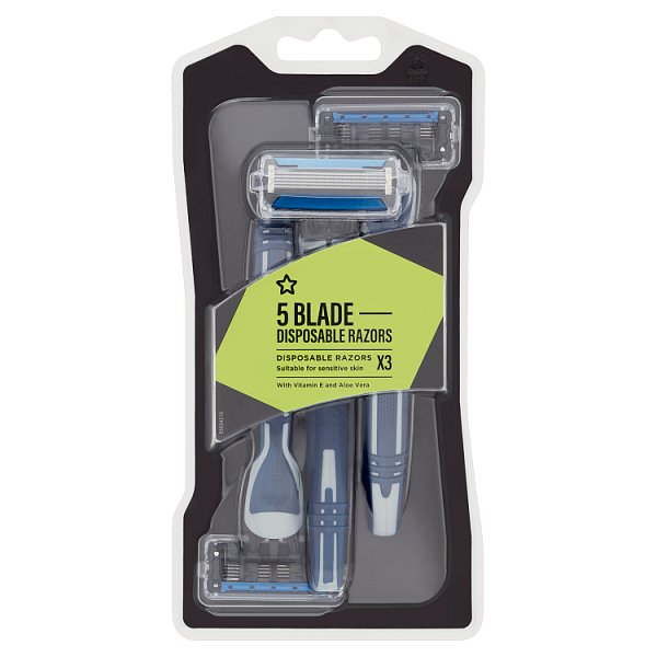 Superdrug Men's 5 Blade Disposable Razor X 3