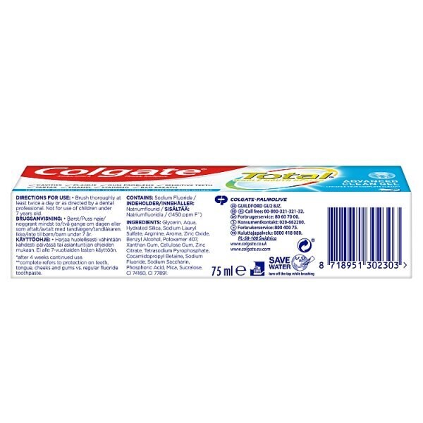 Colgate Advanced Fresh Colgate Total Advanced Fresh Gel Toothpaste 75ml | Toiletries | Superdrug