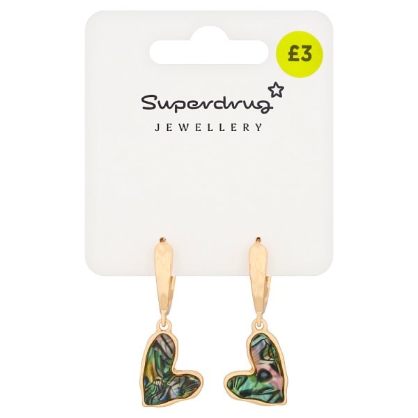 Superdrug Unisex Gold Tone Pearlescent Heart Earring