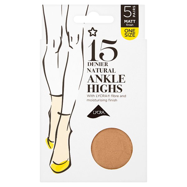 Superdrug Unisex 5 Pack 15 Denier Ankle Lycra Tights -Natural
