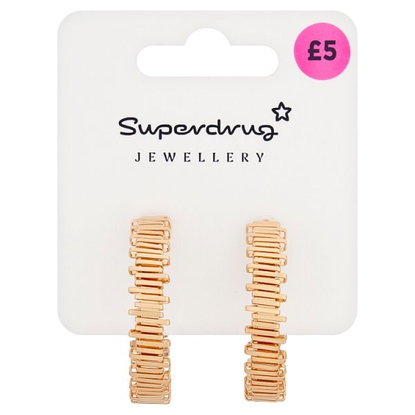 Superdrug Unisex Gold Textured Hoop Earrings Tone