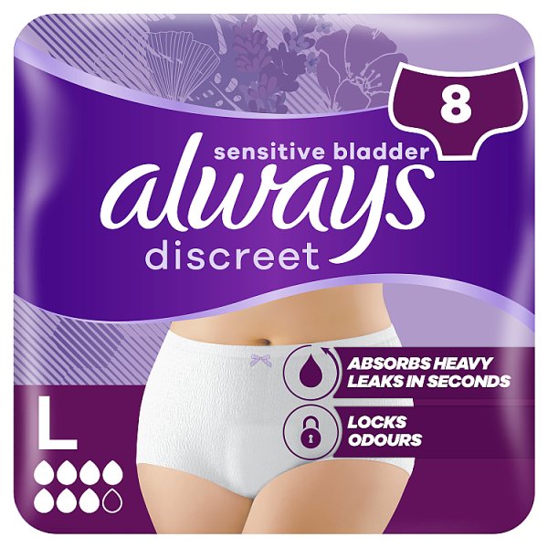 Always Discreet Men's Underwear Inco Pants Plus Large X 8