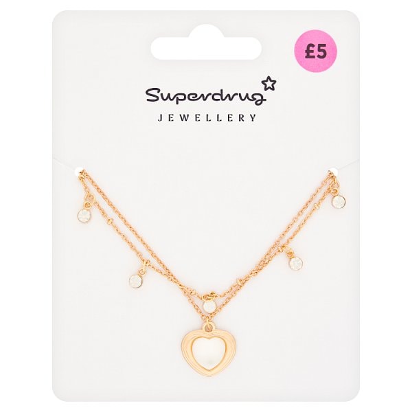 Superdrug Unisex Heart Pendant Double Layer Necklace
