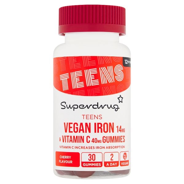Superdrug Unisex Kids Teen Iron 12+ Vegan Gummies 30S