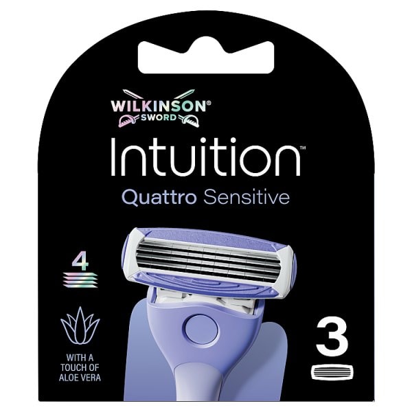 Wilkinson Sword Women's Intuition Quattro Sensitive Blade Refills X 3