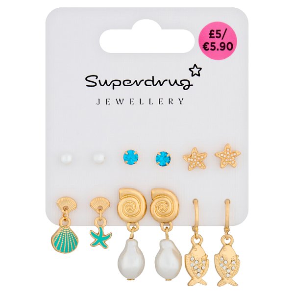 Superdrug Unisex Shell Multipack Earrings