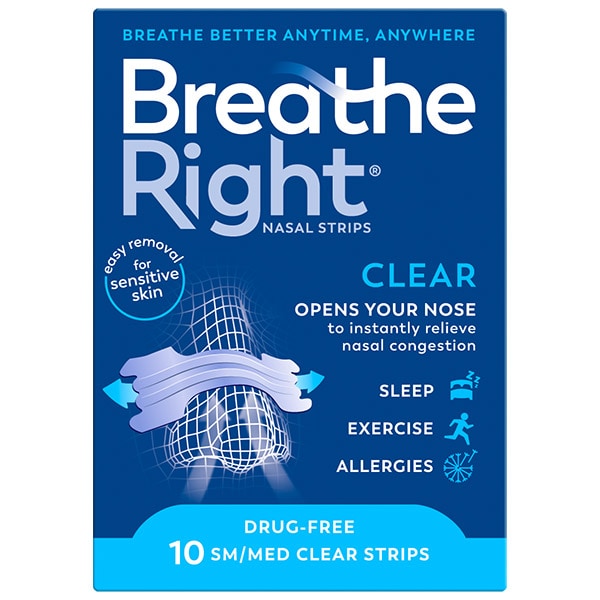 Breathe Right Unisex Clear Nasal Strips Small/Medium 10S