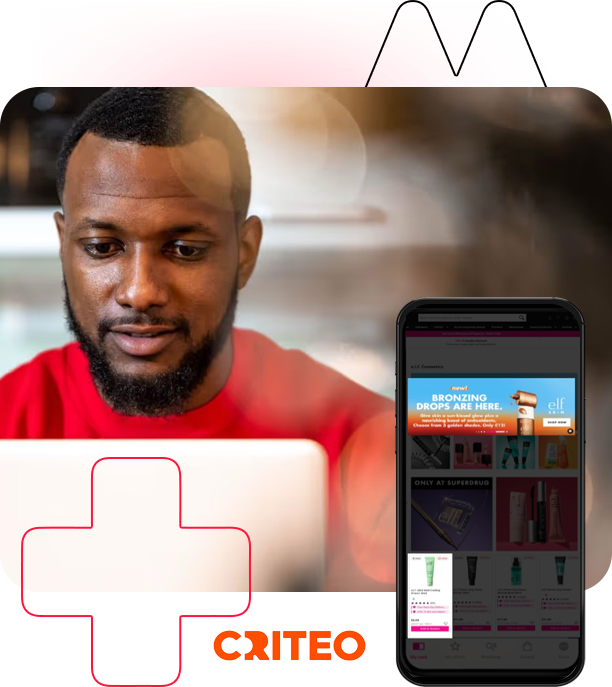 Criteo display ad and sponsored product placement on Superdrug.com.